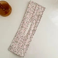 Floral print deft bun hair tool with pink roses and green leaves on white fabric - 6# Beige Floral