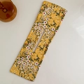 Floral print hair bun maker in vibrant yellow fabric with white flowers and center slit - 7# Yellow Floral