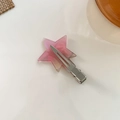 Star-shaped hair clip with pink and yellow gradient resin and silver metal duckbill clip - Pink With Silver Clip