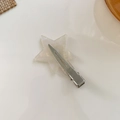 Star-shaped cream acetate hair clip with silver metal alligator grip for women - Iridescent With Silver Clip