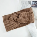 Fascia per capelli in maglia a trecce marrone con nodo centrale e tessuto morbido - 5# Cachi