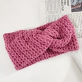 Fascia per capelli in maglia rosa scuro con spessa trama a coste calda per l'inverno - Magenta