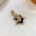 Star-shaped marble pattern acetate hair clip with gold metal duckbill clamp - Light Tortoise With Gold Clip