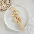 Fascia gialla con fiocco, stampa pesca e margherita per acconciatura da bambina - Fiocco Giallo