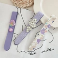 Set di tre pezzi di cuscinetti magici viola per capelli con perle e fiori - Set di Gioielli Viola