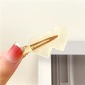 Creamy marble acetate double heart hair clip with gold metal duckbill clamp base - Mermaid White Heart