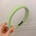 Thick light green sponge headband with textured fabric and handmade label - Green