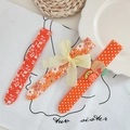 Three-piece hair clip set for girls with floral patterns and a cute yellow bow decoration - Orange Set