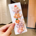 Fünfteiliges Kinder-Haarspangen-Set mit Kaktus, Karotte und Schleife auf Karte - Orange Rosa Thema Kaktus Karotte Stil (4701987505673)