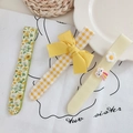 Three-piece yellow hair clips set with floral bow and daisy rainbow patterns - Yellow Set