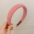Pink wide sponge headband with handmade label for elegant high cranial top hairstyling - Watermelon red