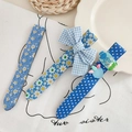 Blue bow floral children hair pins set with cartoon charms in Korean style - Blue Set