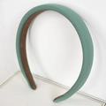 Retro padded sponge headband in dusty green fabric with U-shape and wide design - Mint Green