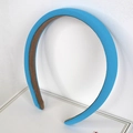 Padded sky blue sponge headband with soft non-slip velvet inner lining for women - Dark Blue