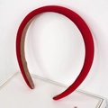 Thick red sponge headband with textured fabric and khaki non-slip inner lining - Red