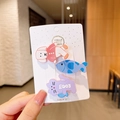 Three-piece set of cartoon girl hair clips featuring a pink bear, blue fish, and purple cat - Three-Piece Set / 1# Blue Fish