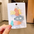 Three-piece set of cartoon hair clips for girls featuring a rabbit and carrot design - Three-Piece Set / 5# Gray Rabbit