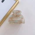 Pinza para el pelo de acetato semicircular con patrón de mármol crema y azul - Verde Claro