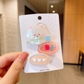 Three-piece hair clip set featuring cute resin bear and tulip designs on card paper - Three-Piece Set / 7# Flower