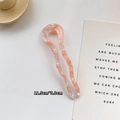 U-vormige haarspeld van roze en wit acetaat met marmereffect voor knotkapsels - Kleine Golf Roze Oranje (C809)