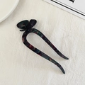 U-förmige Schildpatt-Acetat-Haargabel mit Schmetterlings-Design und buntem Harzmuster - Schwarze Serie