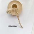 U-vormige haarspeld van beige acetaat met marmerpatroon, maat 11,5 cm bij 1,5 cm - Hol Khaki Patroon