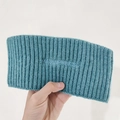 Diadema de punto acanalado cian con bordado azul MASENPRINCS para estilo de invierno - Azul Verde
