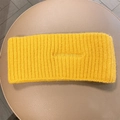 Fascia per capelli in lana a maglia spessa giallo acceso con trama a coste verticali - 2# Giallo