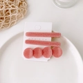 Roze geflokte haarspeldjesset met eenvoudige eendenbekclips op een witte kaart - 5# Roze