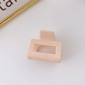 Minimalist square hollow hair claw clip in soft jelly peach acetate with metal spring - 3# Beige