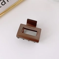 Minimalist coffee brown acetate square hollow hair claw clip with glossy finish - 6# Wavy Coffee