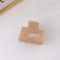Square jelly pink acetate hair claw clip with hollow rectangle design for women - Khaki