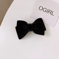 Elegant black velvet bow hair clip for women featuring a minimalist velvet texture finish - Black