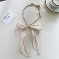 Bandeau à fleurs beige élégant avec perles et strass pour la coiffure des femmes - Double Nœud Beige