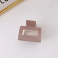 Pince à cheveux carrée évidée en acétate brillant couleur rose poudré élégant - 4# Rose Pâte de Haricot