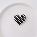 Sweet heart shaped hair clip with black and white polka dot pattern for women - Black White Polka Dot