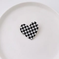Sweet heart shaped hair clip with classic black and white houndstooth pattern for girls - Black and White Houndstooth