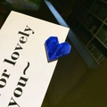 Blue heart-shaped hair clip with starry marble texture and geometric cut design - Starry Blue Marble