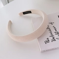 Cerchietto in spugna lavorato a maglia beige crema con design alto ed etichetta artigianale - 4# Bianco
