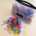 Colorful elastic hair bands set in a frosted zipper bag with a cute bird design - 16# Pearlescent Colors (Approx. 2000 Pcs)
