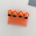 Pettine per capelli con fiori arancioni e foglie verdi per bambina e donna - Fiore arancione