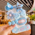 Set di 8 mollette per capelli blu con fiori in tessuto e fiocchi per bambine - Blu