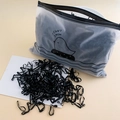 Bulk pack of black high-elastic disposable hair ties in a translucent bird printed pouch - 19# Black (Approx. 2000 Pcs)