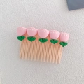 Pink tulip hair comb slide for girls with translucent resin teeth for styling - Pink Tulip