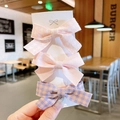 Lot de 3 barrettes à nœuds en tissu avec motifs floraux, rose et carreaux violets - Rose Pied-de-poule (3 Articles)