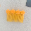 Vibrant yellow hair comb with sparkling orange star decorations for girls - Gummy Star Yellow