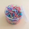 Colorful disposable elastic hair bands set in a clear plastic jar for children - 23# Jar-Jelly Colors (Approx. 300 Pcs)