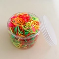 Colorful disposable elastic hair bands set in a clear round jar for children - 26# Jar-Fluorescent Colors (Approx. 300 Pcs)