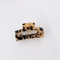 Classic rectangle hollow hair claw clip with brown tortoiseshell acetate leopard pattern - Best Seller / Light Tortoiseshell