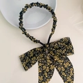 Bandeau noir à motif floral jaune avec un joli nœud papillon pour les filles - Noir Fleuri